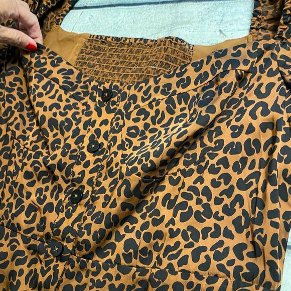 Beautiful Good American cheetah print satin feel puff sleeve midi maxi dress XL - Picture 8 of 12